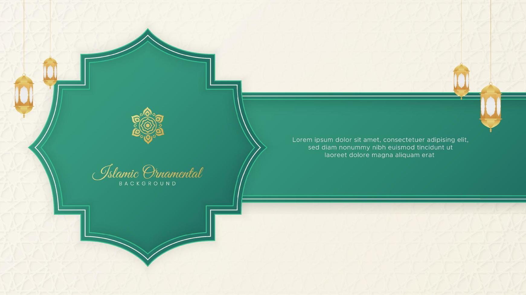 fond de luxe vert et blanc arabe ornemental islamique avec motif géométrique et ornement vecteur