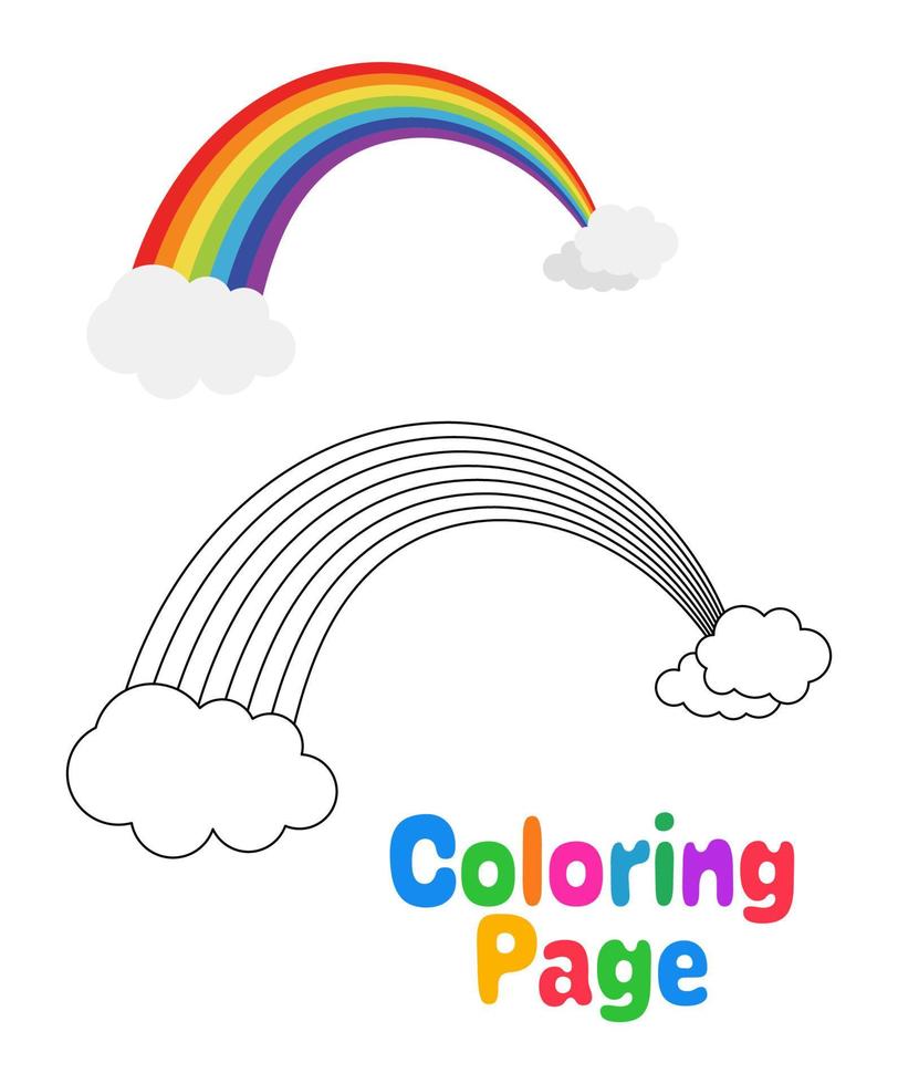 coloriage avec arc-en-ciel pour les enfants vecteur