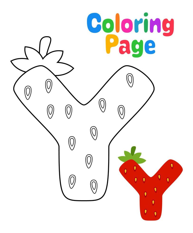 coloriage avec alphabet y pour les enfants vecteur