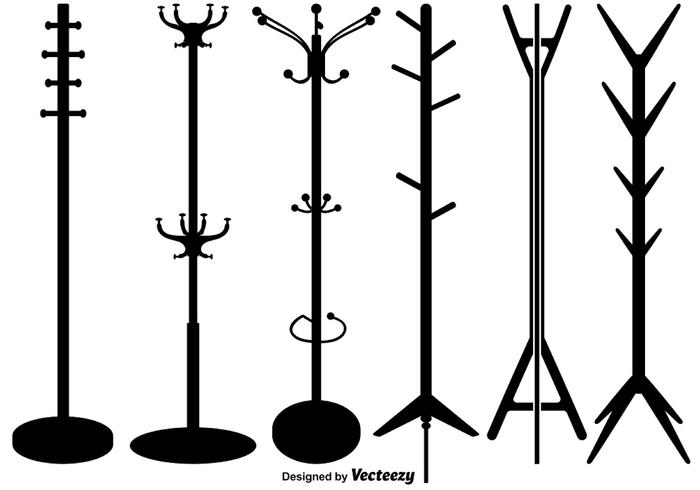 Jeu de silhouettes de stand de manteau vectorielles vecteur