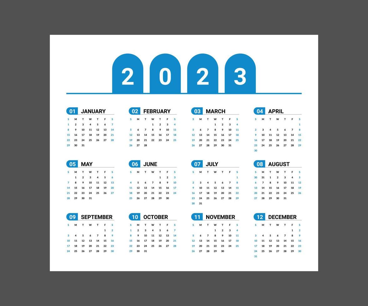 calendrier 2023, calendrier 2024 semaine début lundi fichier vectoriel de modèle de conception de décor d'entreprise.