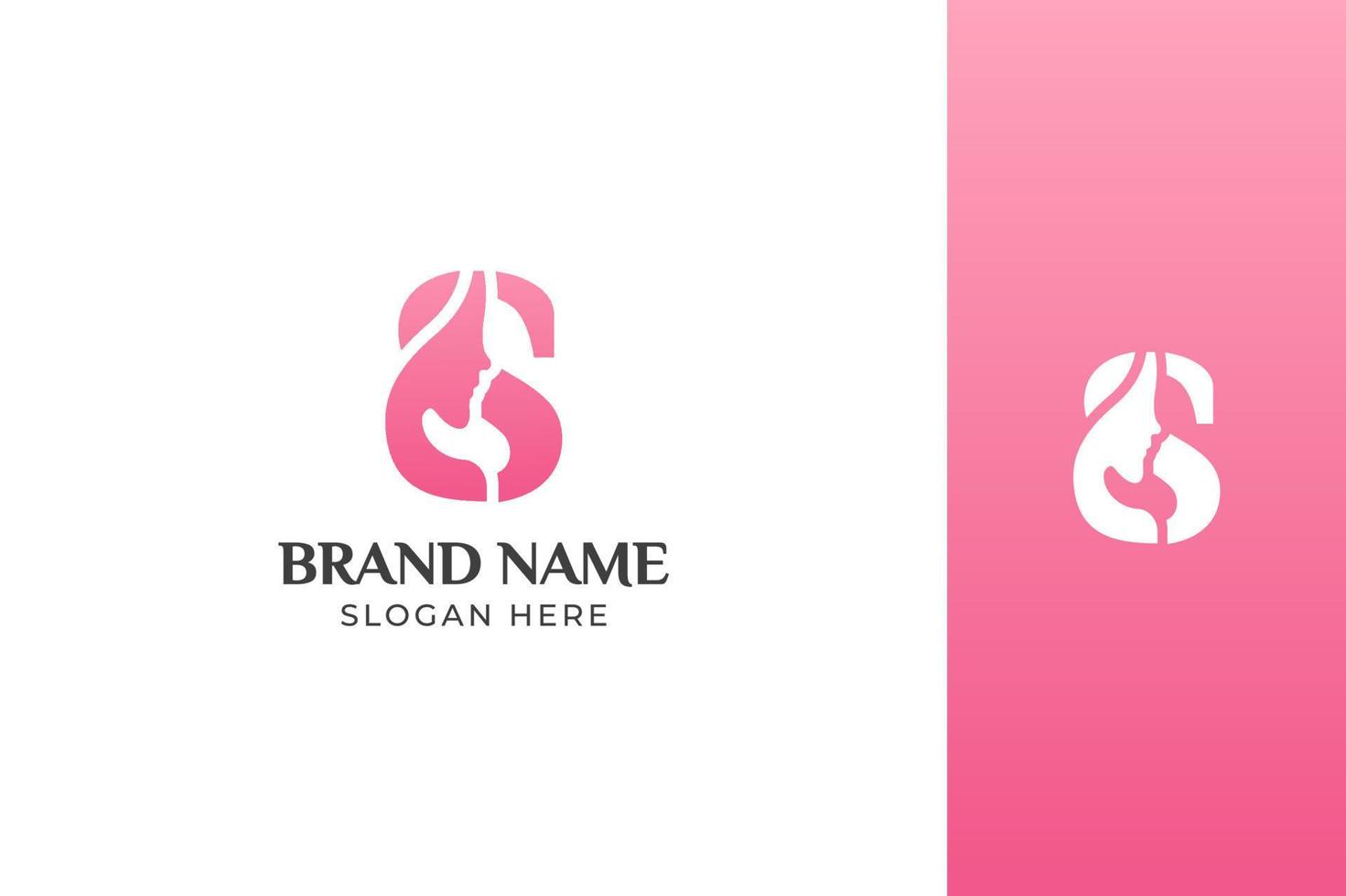 lettre beauté visage rose logo design vecteur