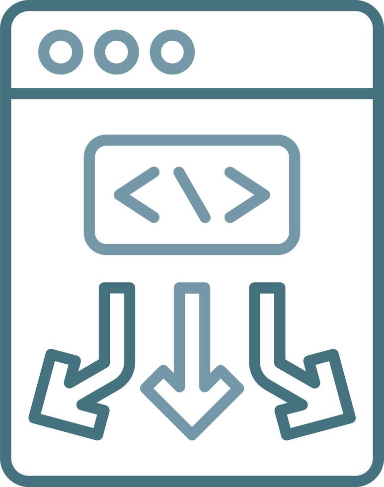 icône de deux couleurs de ligne de code faible vecteur