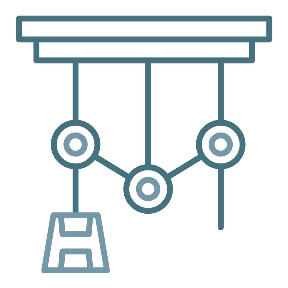 icône de deux couleurs de ligne de poulie vecteur