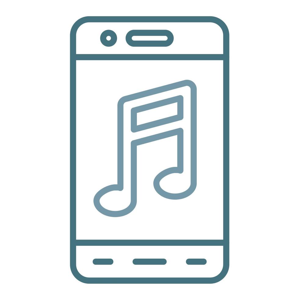 icône de deux couleurs de ligne dapplication de musique mobile vecteur
