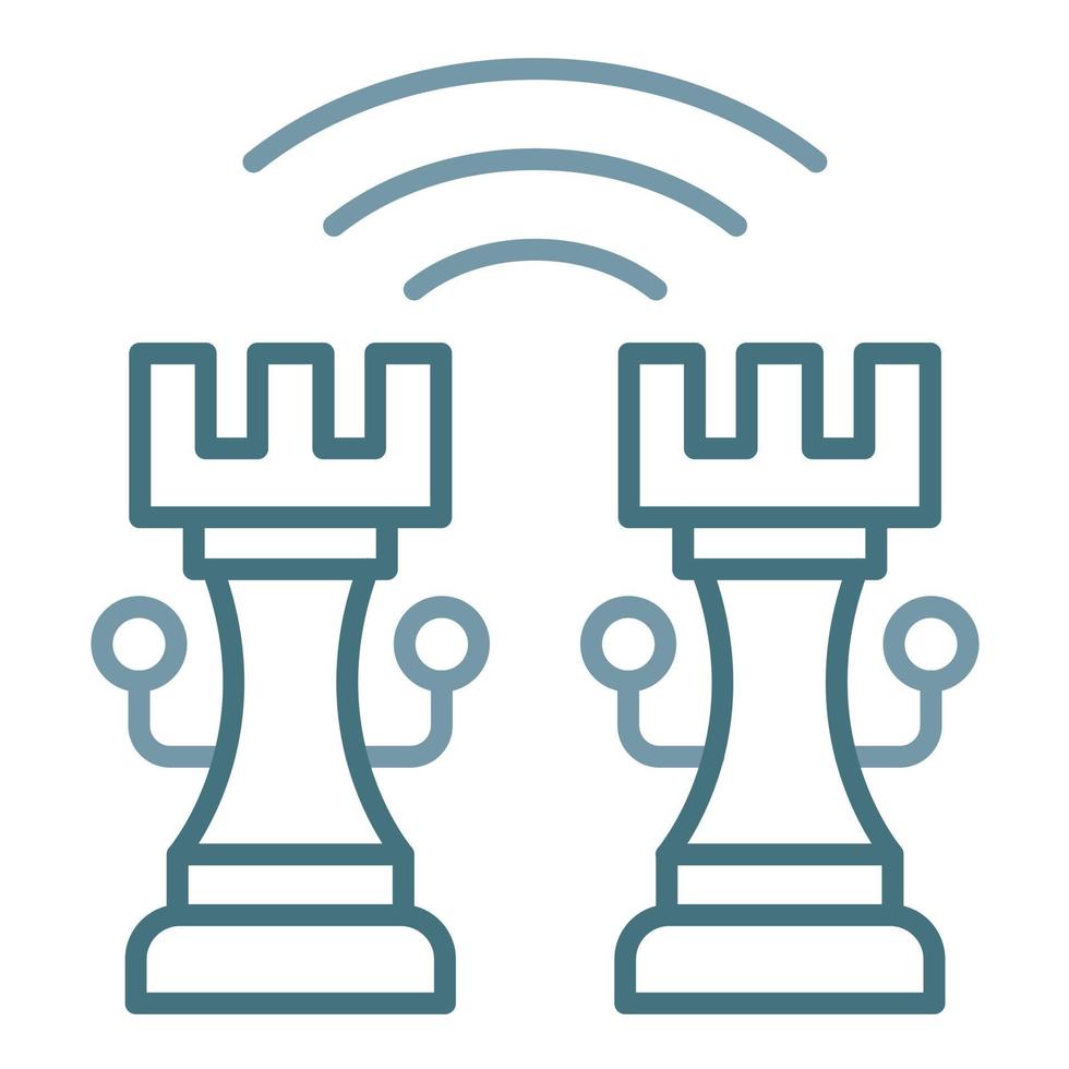 icône de deux couleurs de la ligne d'échecs intelligente vecteur