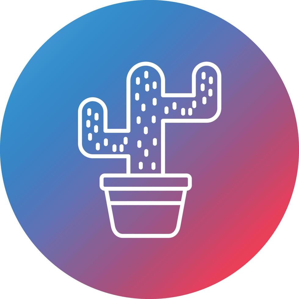 icône de fond de cercle dégradé de ligne de cactus vecteur