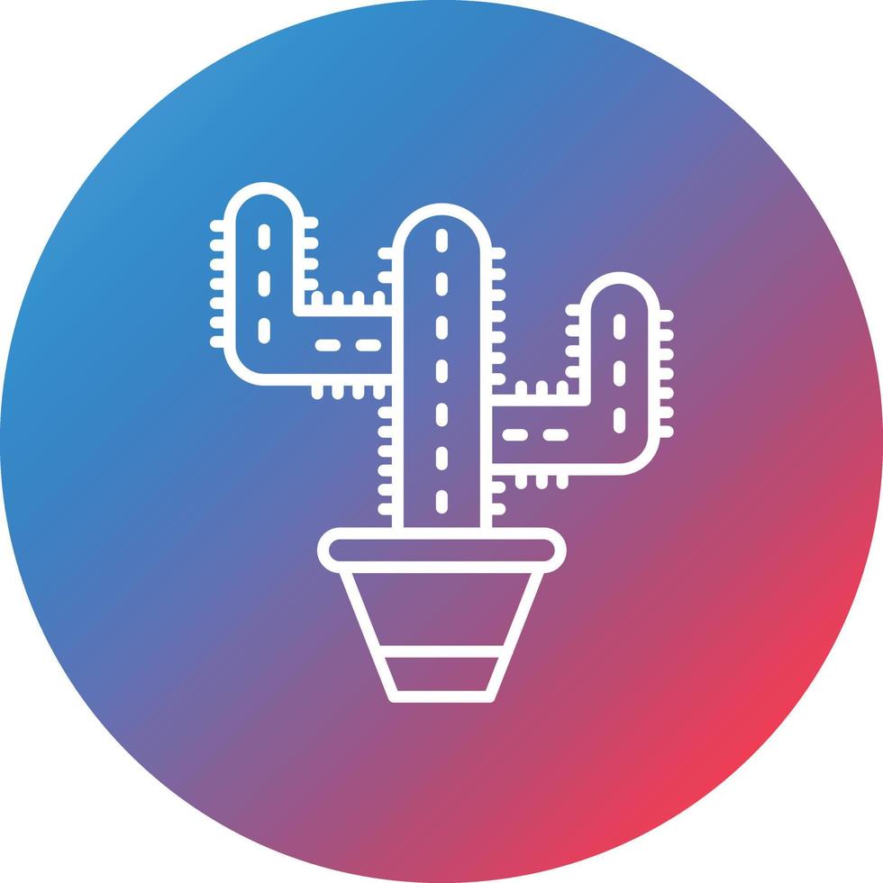 icône de fond de cercle dégradé de ligne de cactus vecteur