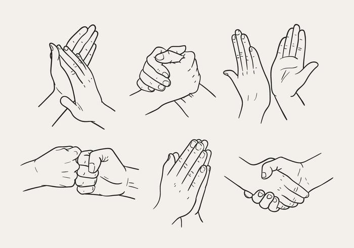 Vecteurs de gestes de main dessinés à la main vecteur