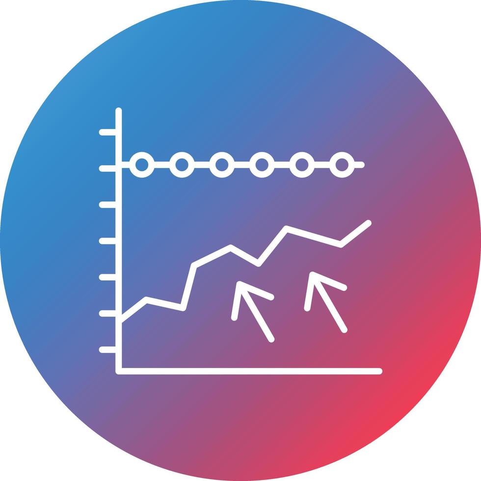 icône de fond de cercle dégradé de ligne de graphique à tendances multiples vecteur