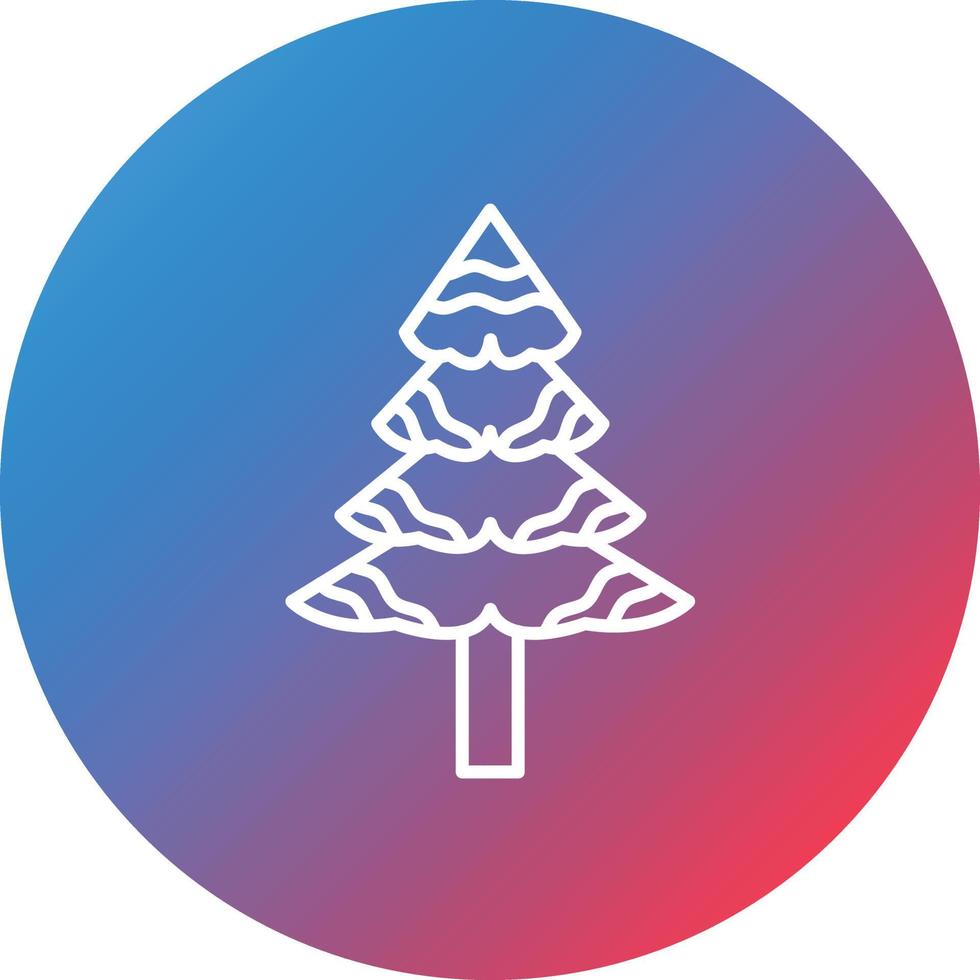 icône de fond de cercle dégradé ligne arbre couvert de neige vecteur