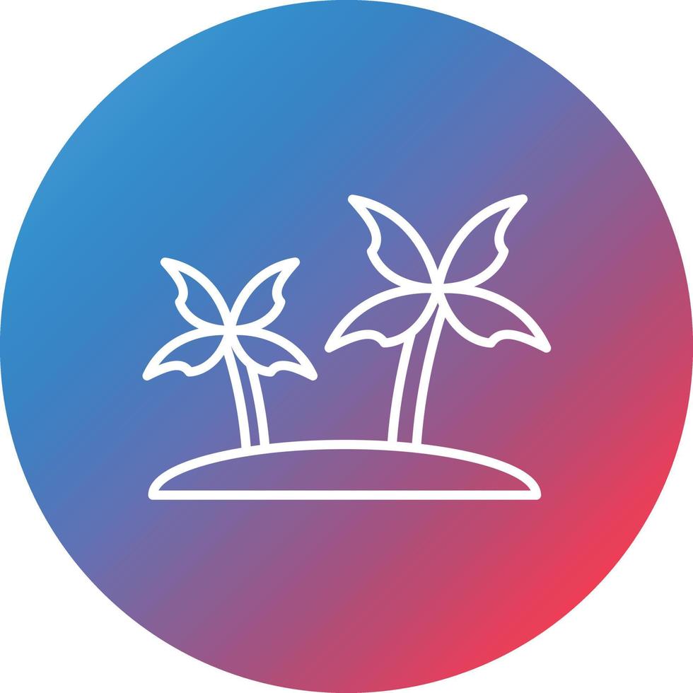icône de fond de cercle dégradé ligne île de palmier vecteur