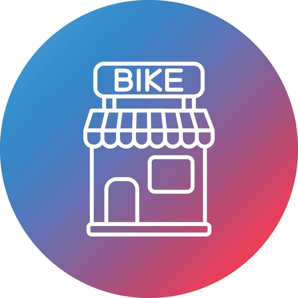 icône de fond de cercle dégradé de ligne de magasin de vélo vecteur