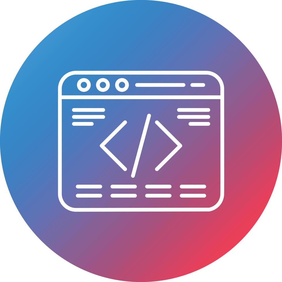 icône de fond de cercle dégradé de ligne de programmation web vecteur
