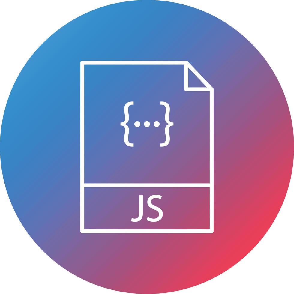 icône de fond de cercle dégradé de ligne de fichier javascript vecteur