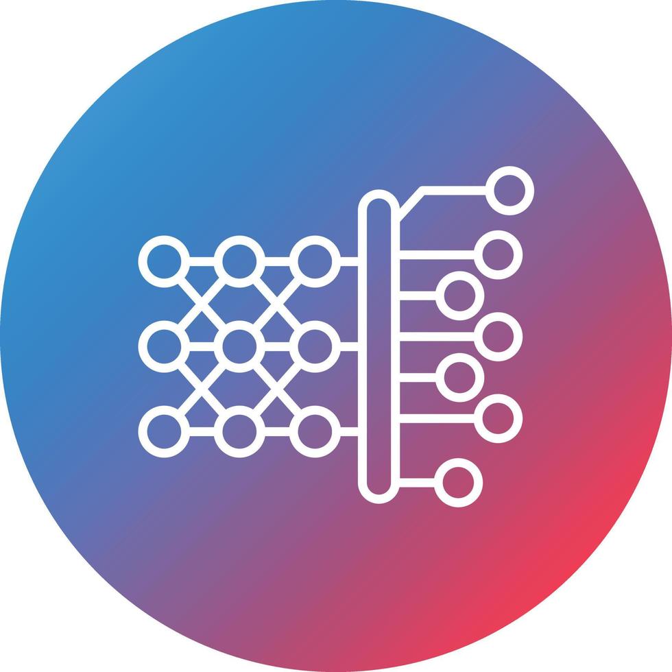 icône de fond de cercle dégradé de ligne d'apprentissage profond vecteur