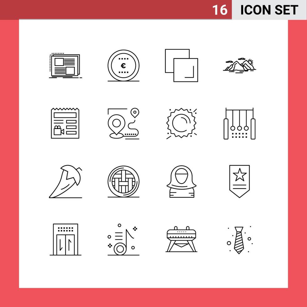 ensemble moderne de 16 contours et symboles tels que document nature bureau paysage montagne éléments de conception vectoriels modifiables vecteur