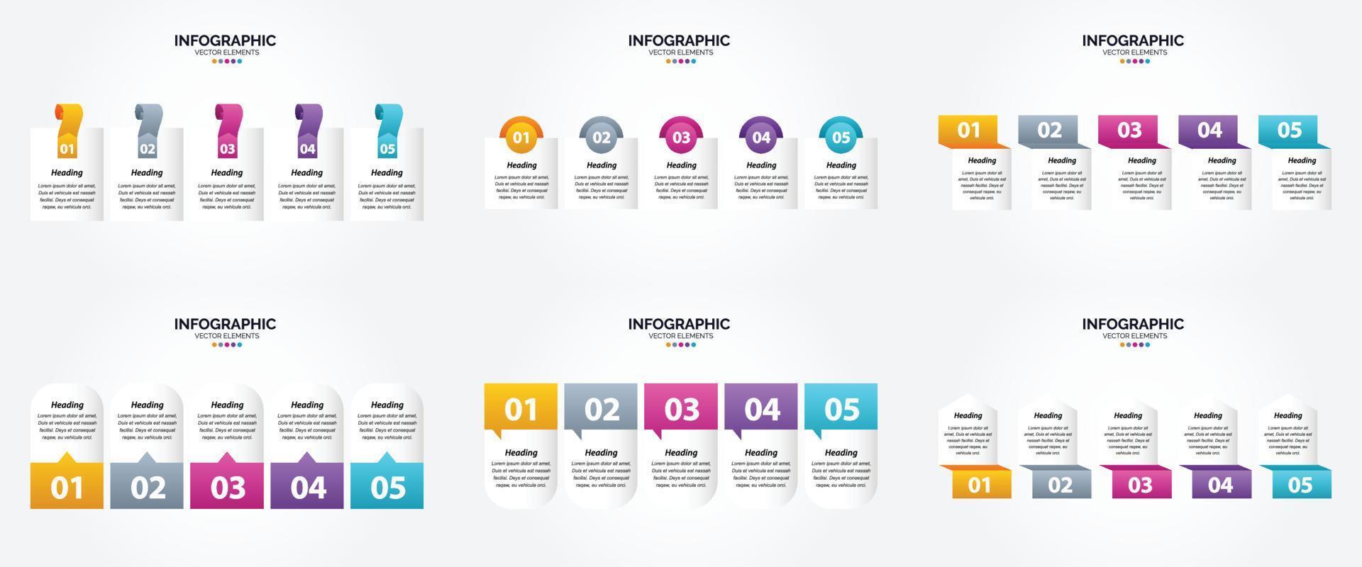 les illustrations vectorielles de cet ensemble sont parfaites pour créer des infographies pour la publicité. dépliants. dépliants. et revues. vecteur