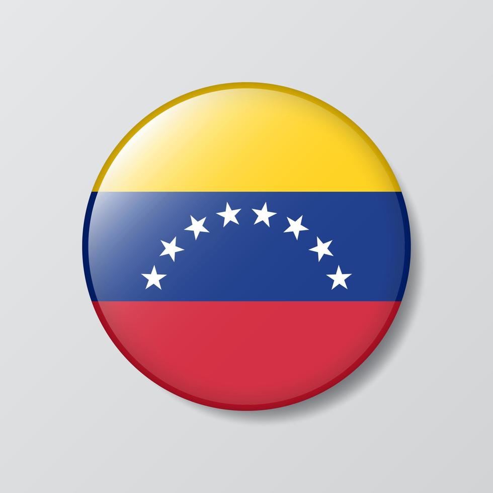 bouton brillant illustration en forme de cercle du drapeau du venezuela vecteur