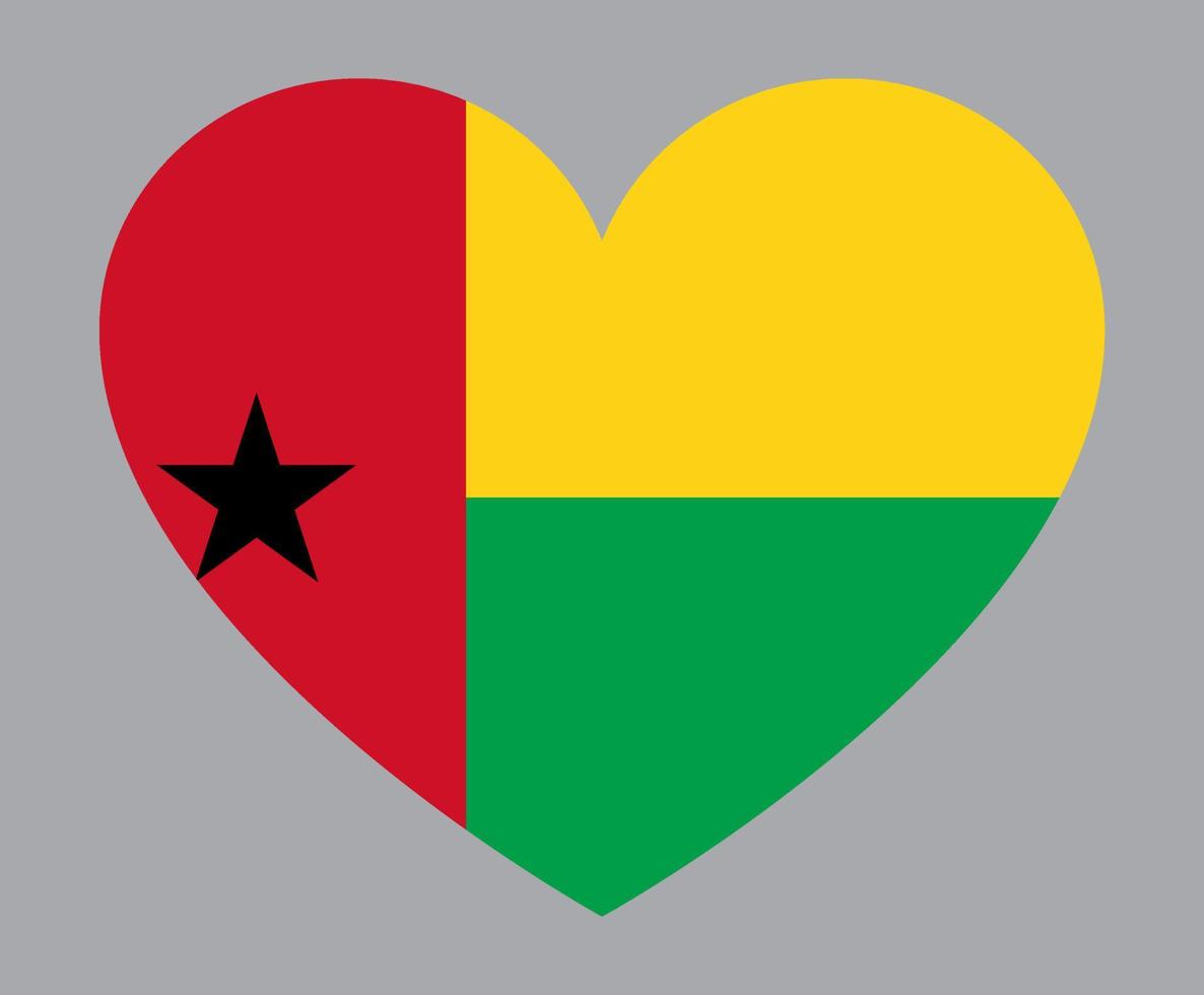 illustration en forme de coeur plat du drapeau de la guinée bissau vecteur