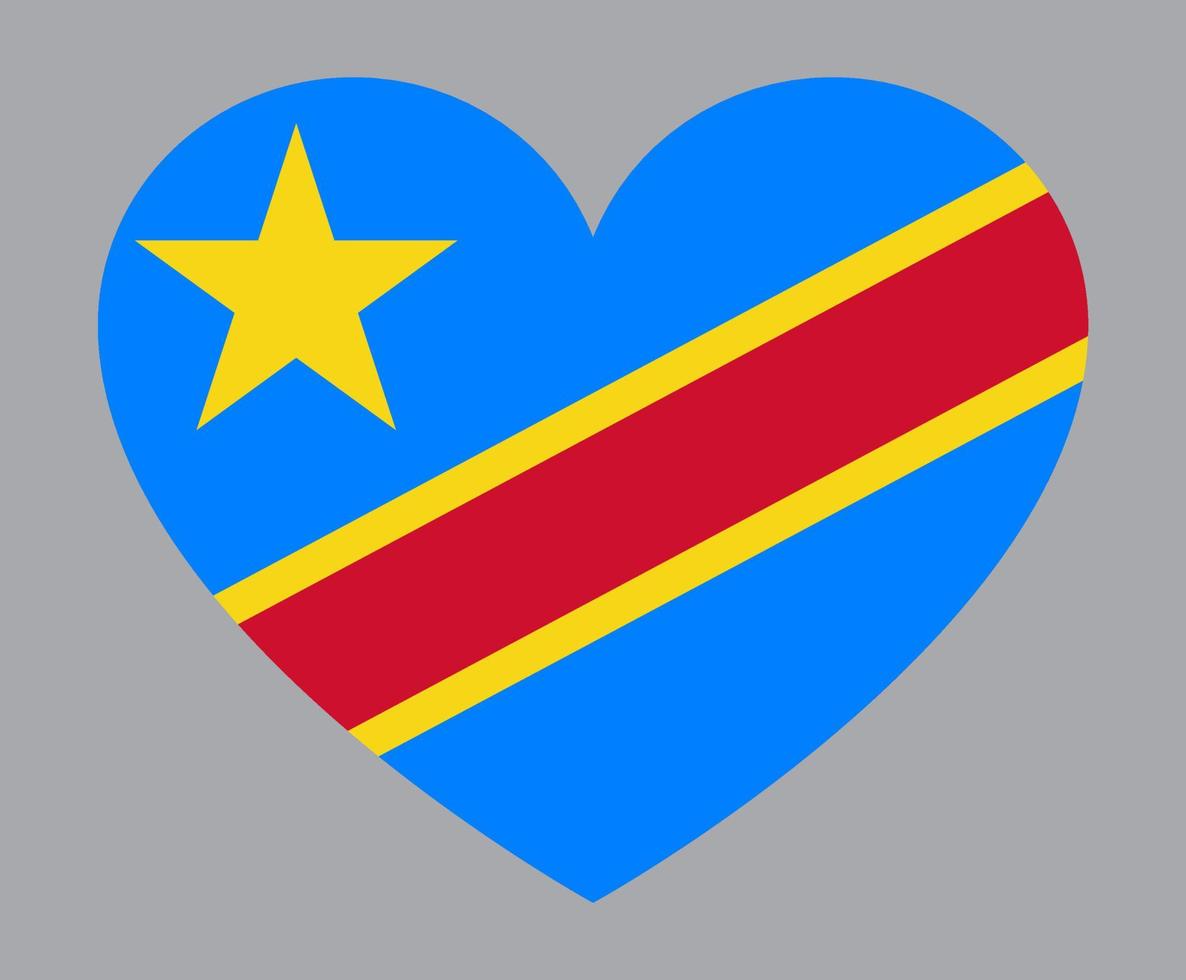 illustration en forme de coeur plat du drapeau de la république démocratique du congo vecteur