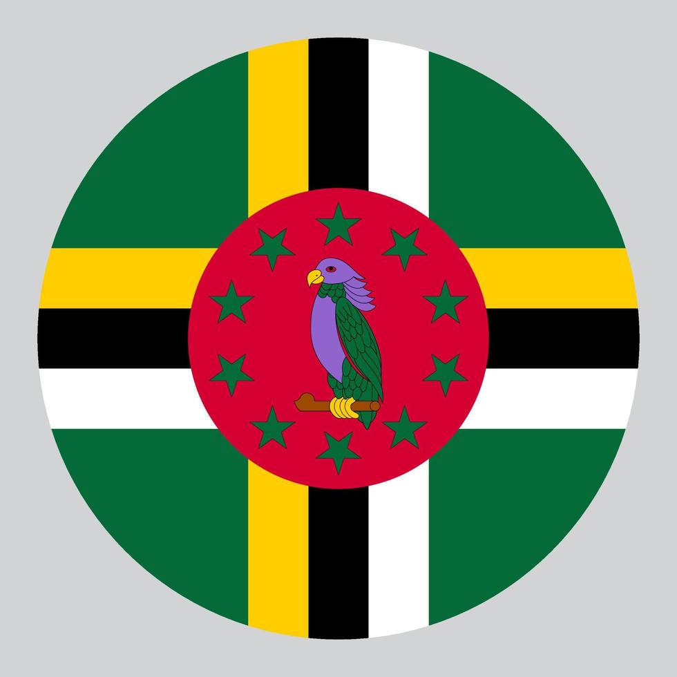 illustration en forme de cercle plat du drapeau de la dominique vecteur