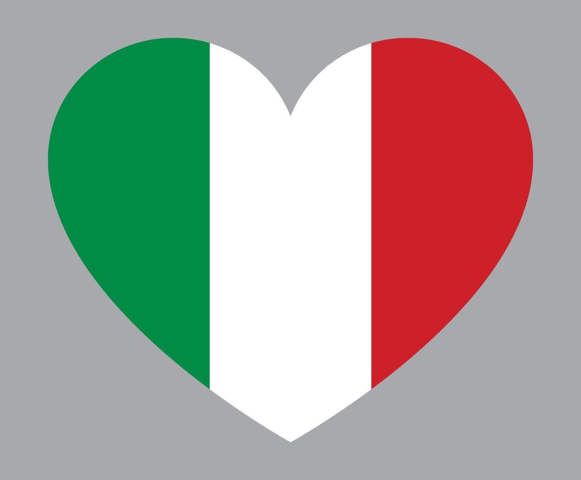 illustration en forme de coeur plat du drapeau italien vecteur