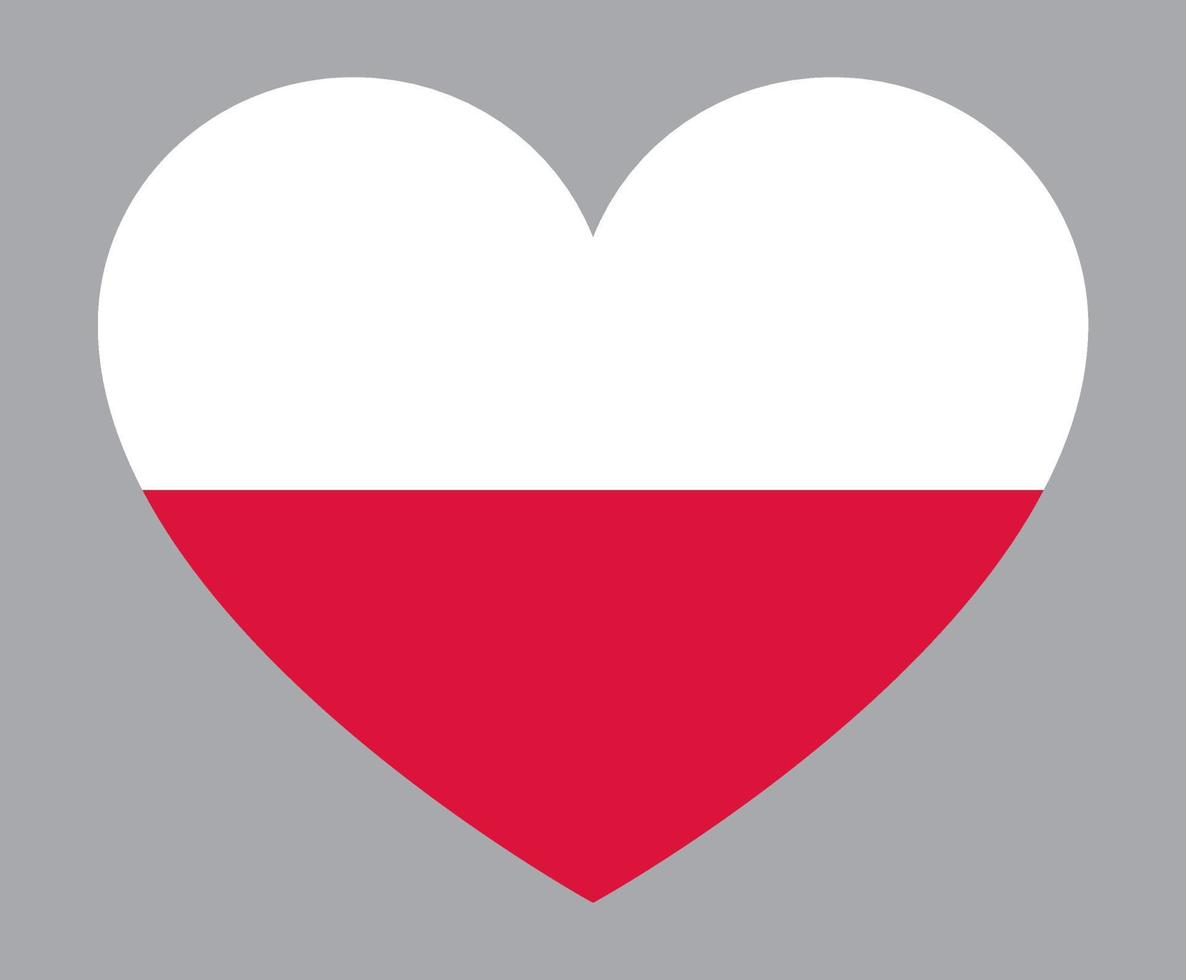 illustration en forme de coeur plat du drapeau de la pologne vecteur