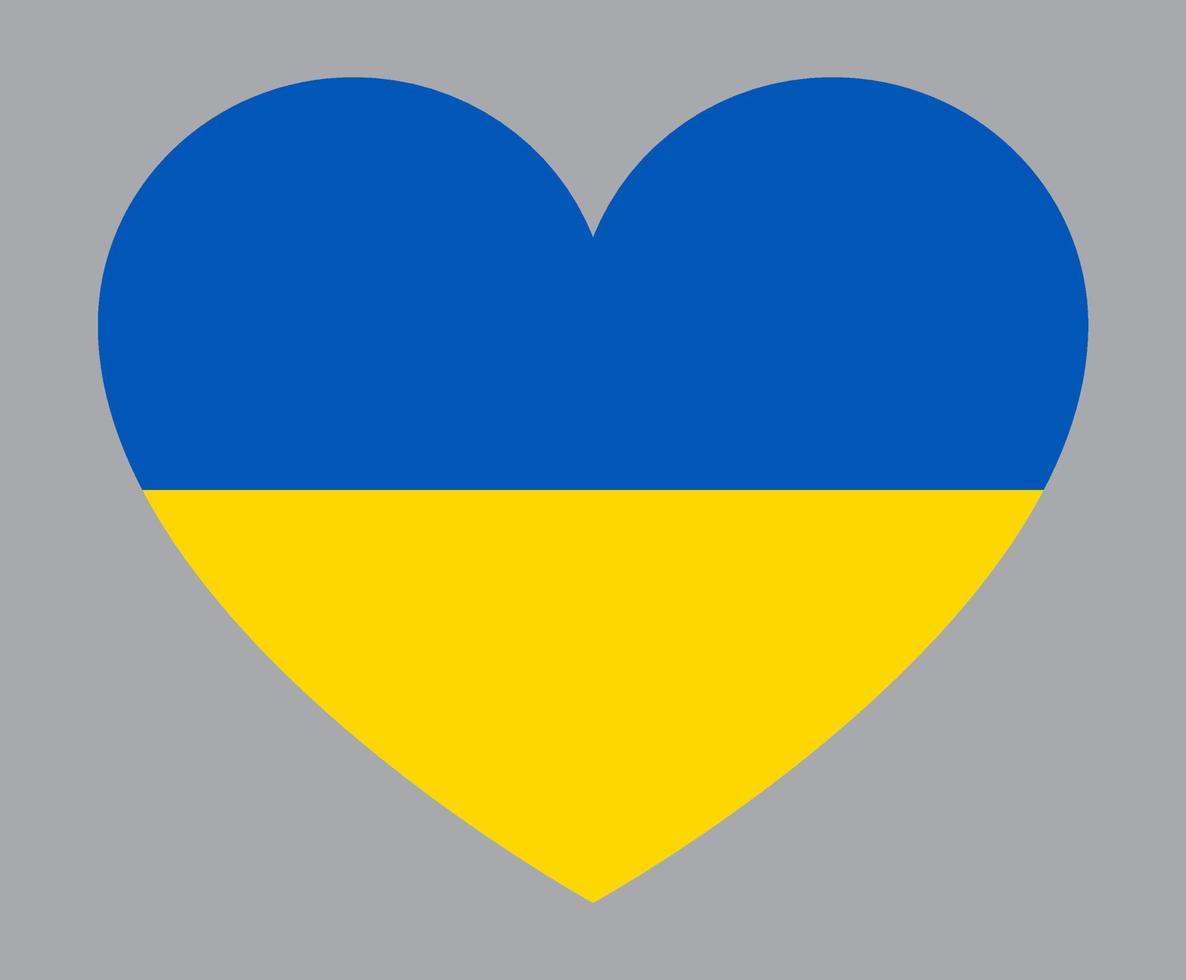 illustration en forme de coeur plat du drapeau de l'ukraine vecteur