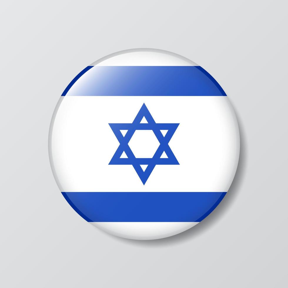 bouton brillant illustration en forme de cercle du drapeau d'israël vecteur