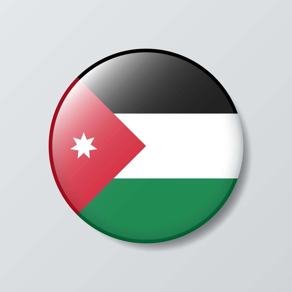 bouton brillant en forme de cercle illustration du drapeau de la jordanie vecteur