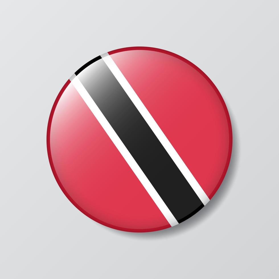 bouton brillant illustration en forme de cercle du drapeau de trinité-et-tobago vecteur