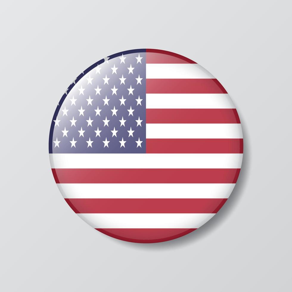 bouton brillant en forme de cercle illustration du drapeau usa vecteur