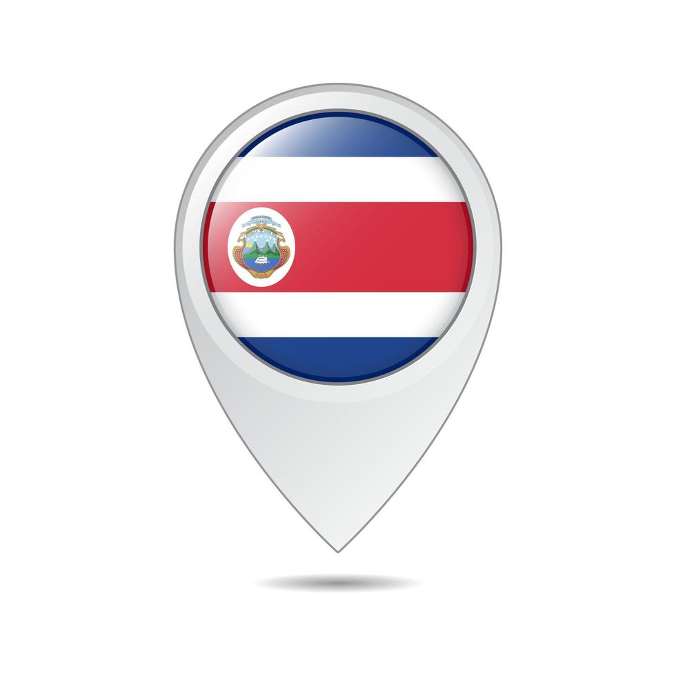 balise de localisation de la carte du drapeau du costa rica vecteur