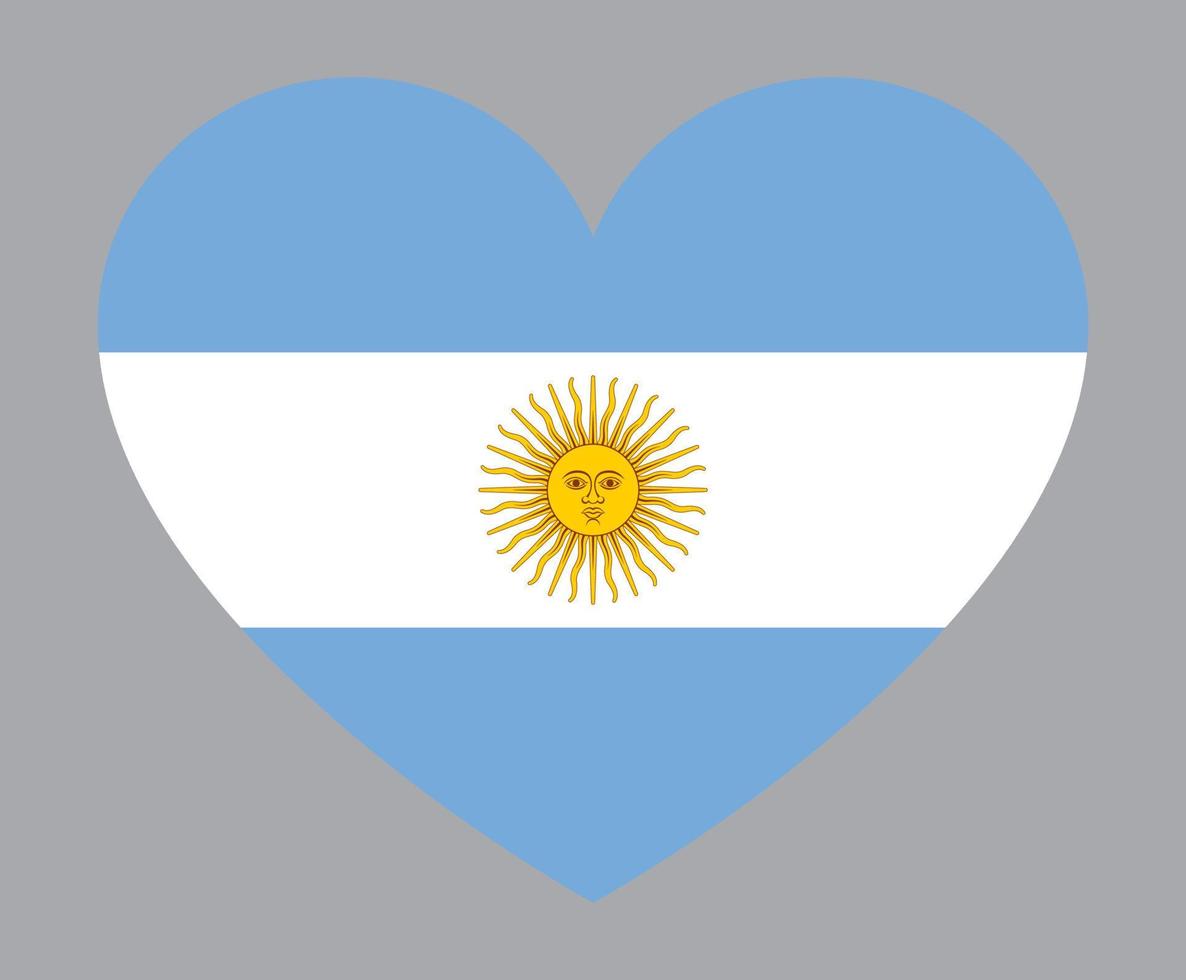 illustration en forme de coeur plat du drapeau argentin vecteur