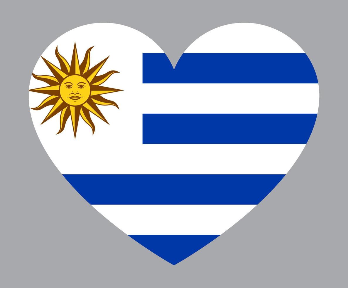 illustration en forme de coeur plat du drapeau de l'uruguay vecteur