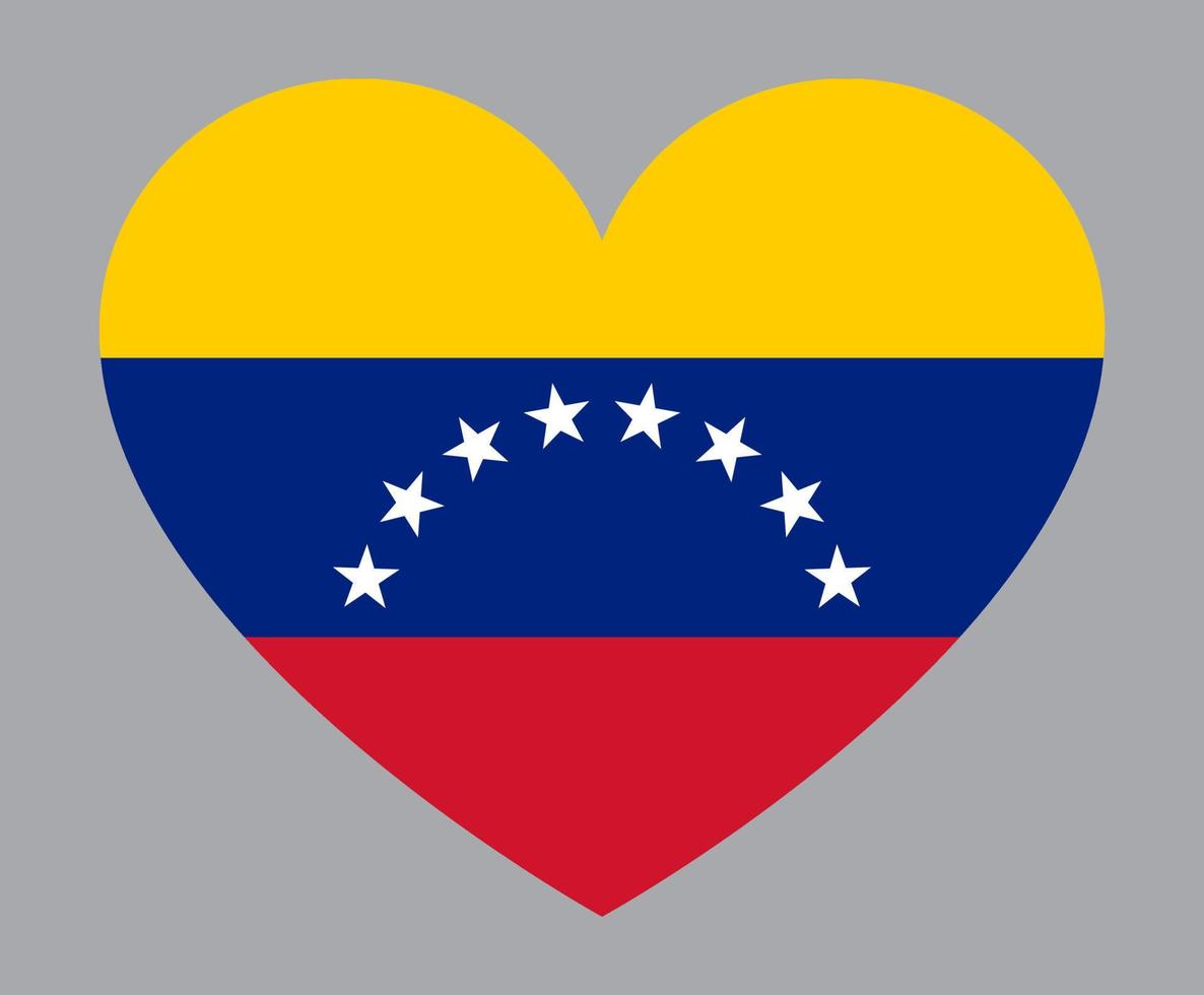 illustration en forme de coeur plat du drapeau du venezuela vecteur