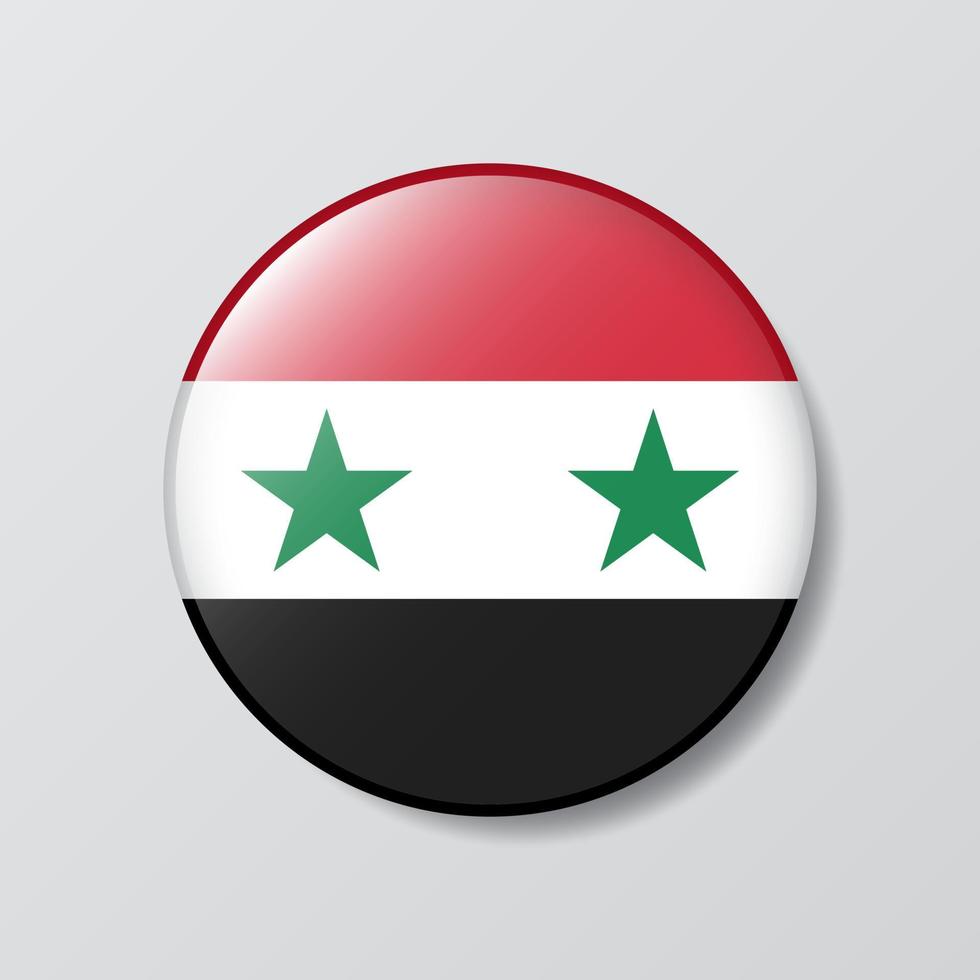 bouton brillant en forme de cercle illustration du drapeau de la syrie vecteur