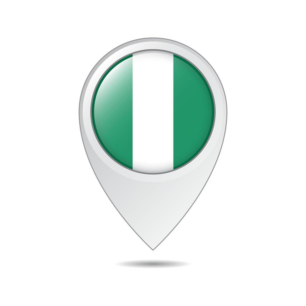 balise de localisation de la carte du drapeau du nigeria vecteur