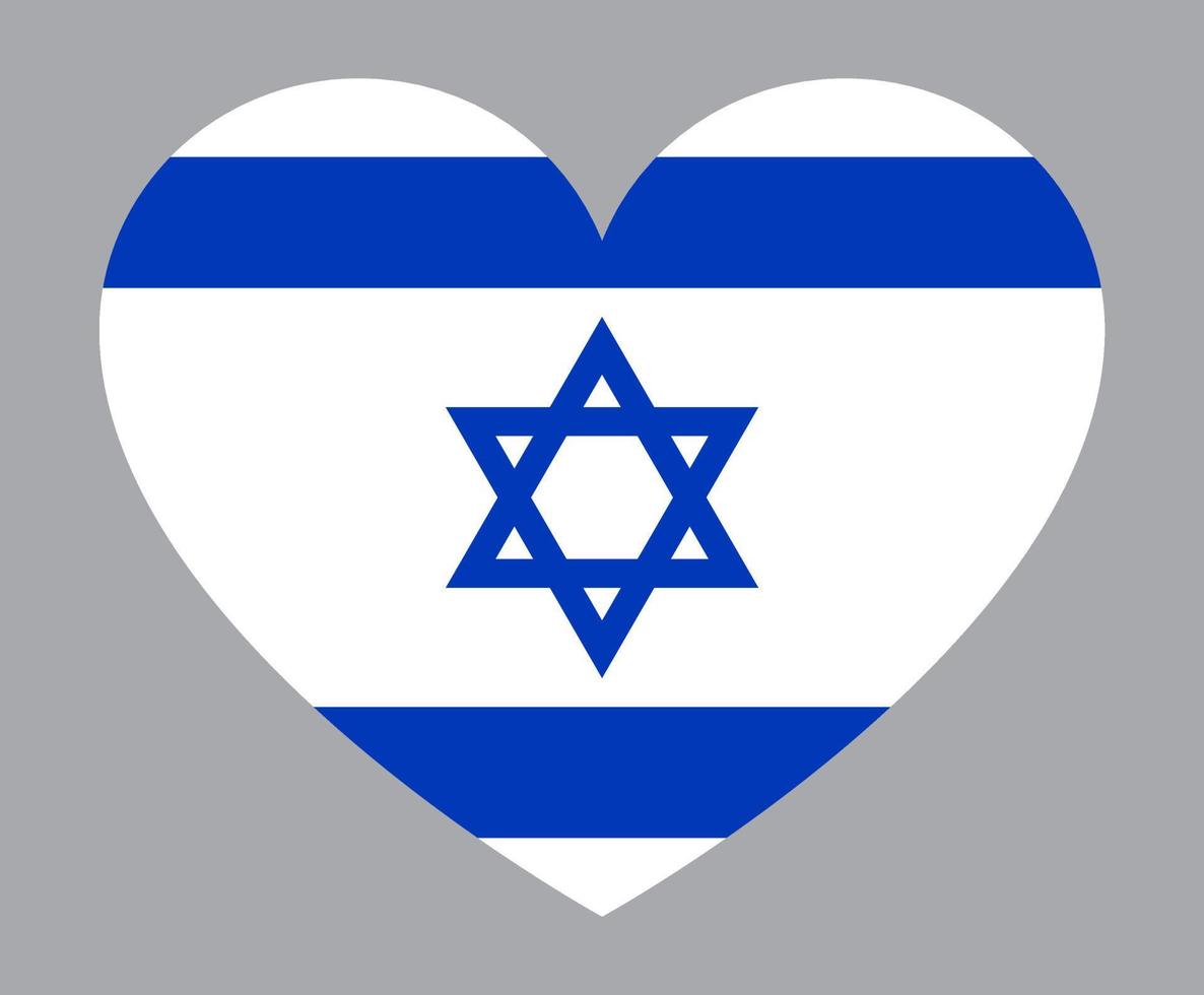 illustration en forme de coeur plat du drapeau d'israël vecteur