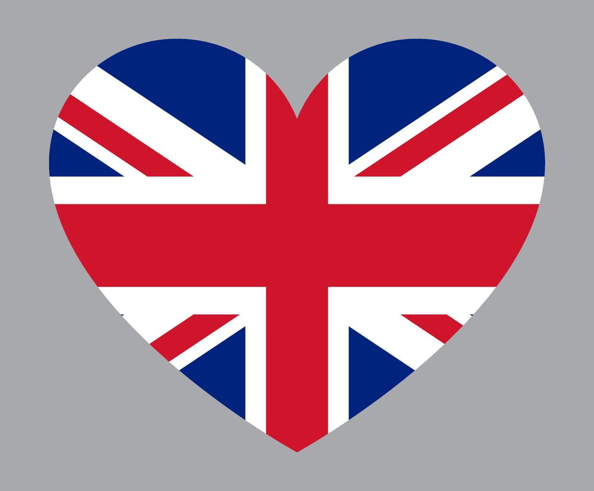 illustration en forme de coeur plat du drapeau du royaume uni vecteur