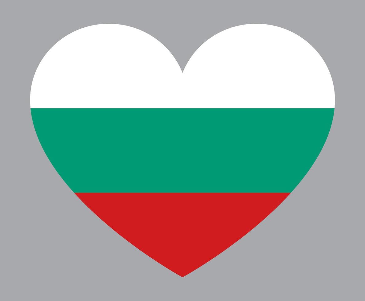 illustration en forme de coeur plat du drapeau de la bulgarie vecteur