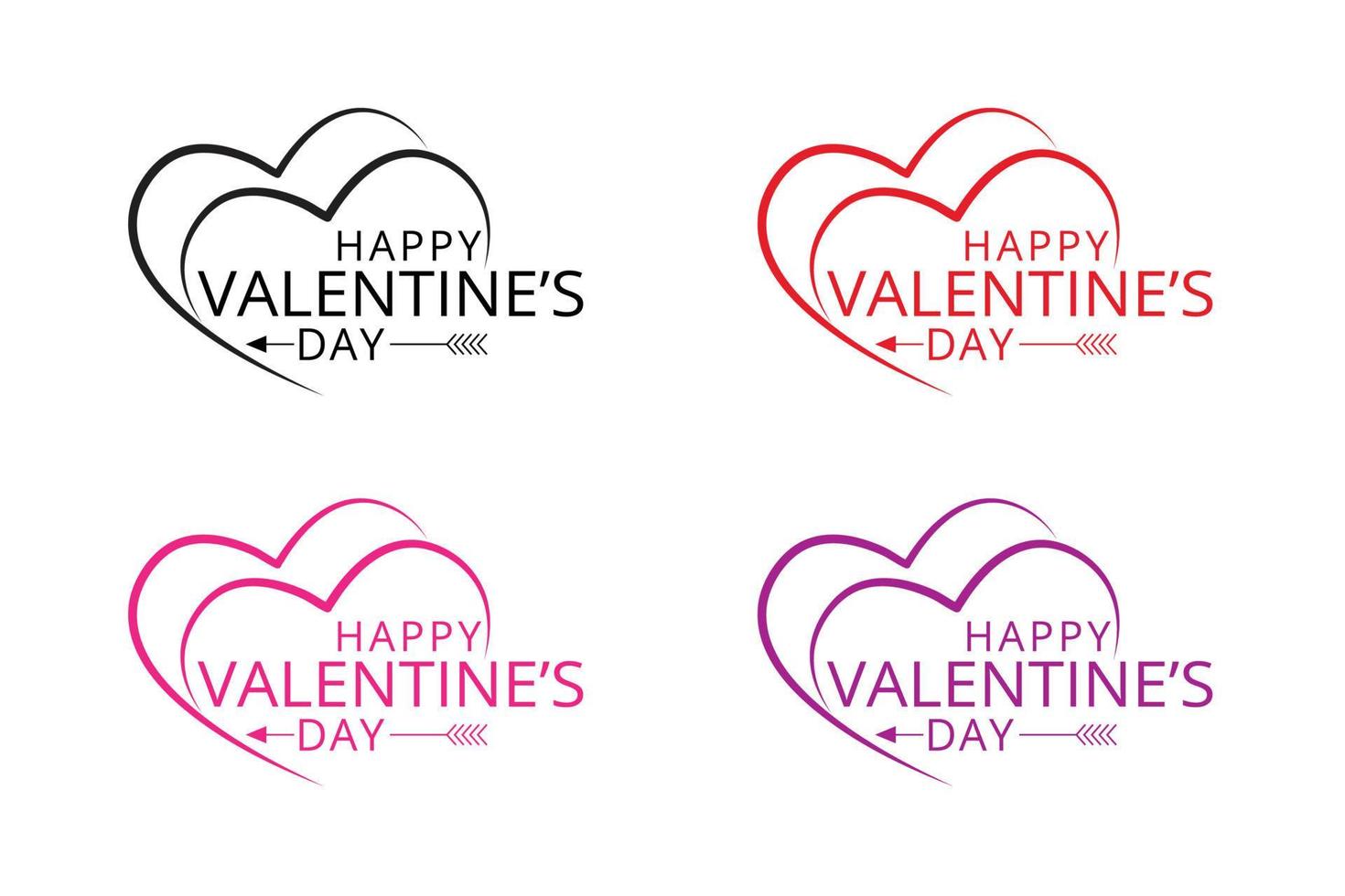 joyeuse saint valentin typographie simple, rouge, noire, rose et bleue. ils sont utilisés pour le logo, l'impression, la bannière, la carte, le souhait, le t-shirt, le symbole et les signes. vecteur