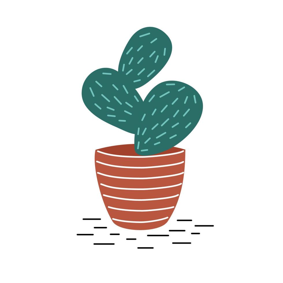 cactus de plante d'intérieur décoratif vert dans le pot dans un style plat. illustration vectorielle isolée sur fond blanc. vecteur