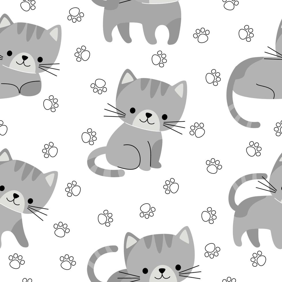 joli motif vectoriel sans couture avec des chats de différence. motif pour l'impression sur tissu, vêtements, papier d'emballage, papier peint pour une chambre d'enfant, choses pour bébé.