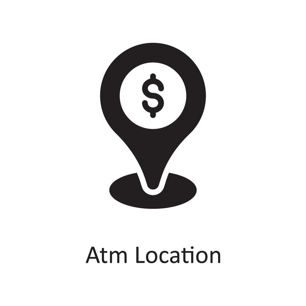 illustration de conception d'icône solide de vecteur d'emplacement atm. symbole de gestion des affaires et des données sur fond blanc fichier eps 10