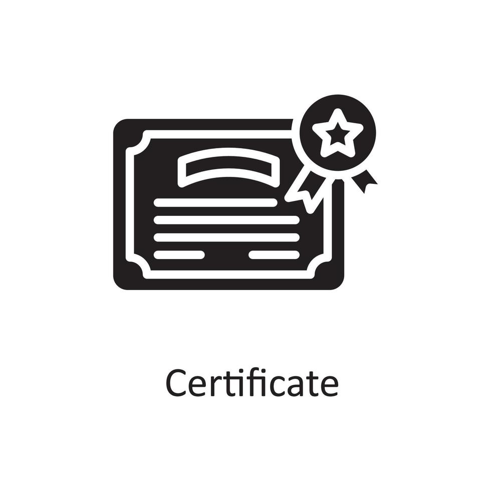 illustration de conception d'icône solide de vecteur de certificat. symbole de conception et de développement sur fond blanc fichier eps 10