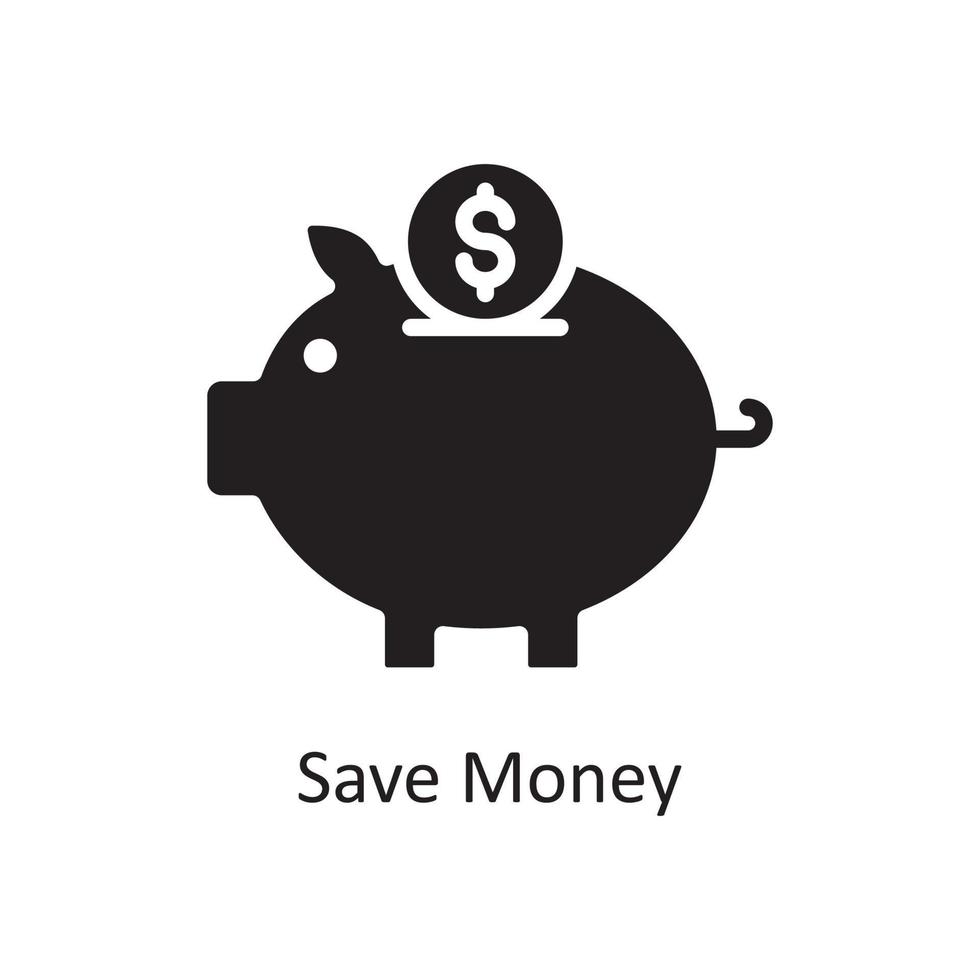 économiser de l'argent vecteur icône solide illustration de conception. symbole de gestion des affaires et des données sur fond blanc fichier eps 10