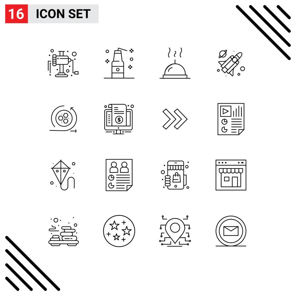 16 concepts de contour pour les sites Web mobiles et les applications modélisation de la facture alimentaire api science éléments de conception vectoriels modifiables vecteur