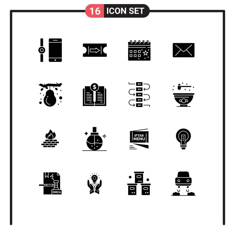 ensemble de 16 symboles d'icônes d'interface utilisateur modernes signes pour la célébration d'automne de poire automne mail éléments de conception vectoriels modifiables vecteur
